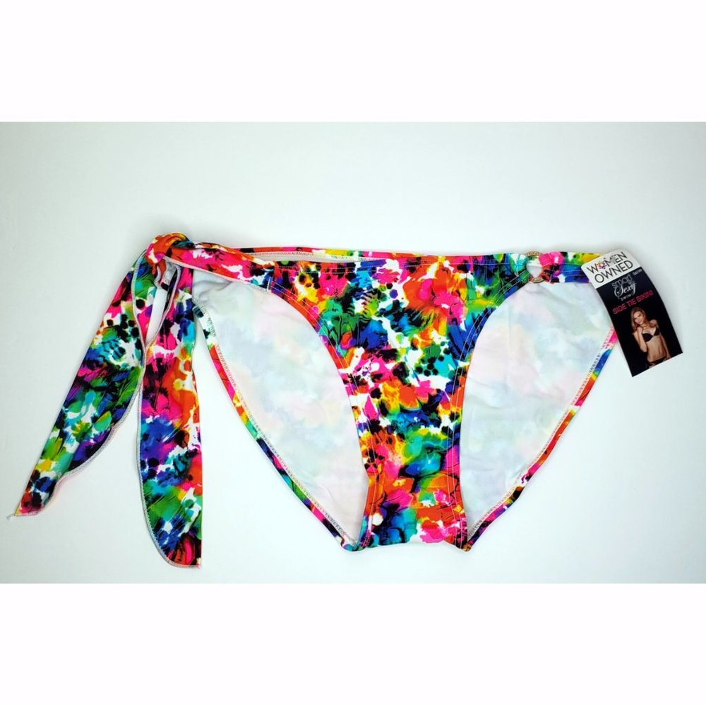 Side Tie Bikini Swim Bottom Floral Smart & Sexy LARGE New Beach Pool